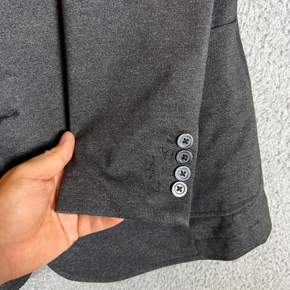 Saks Fifth Avenue Blazer Mens 44 Charcoal Grey Good Unstructured Knit Sport Coat
